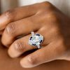 Art Deco Emerald Cut Engagement Ring - 925 Sterling Silver Milgrain Detail