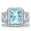 3.50 CT Aquamarine Radiant Cut Halo Engagement Ring Set in Rhodium-Plated Sterling Silver