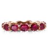 Eternity Ruby Wedding Band - Rose Gold Plated Sterling Silver Oval Ring