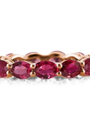 Eternity Ruby Wedding Band - Rose Gold Plated Sterling Silver Oval Ring