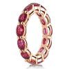 Eternity Ruby Wedding Band - Rose Gold Plated Sterling Silver Oval Ring