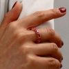 Eternity Ruby Wedding Band - Rose Gold Plated Sterling Silver Oval Ring