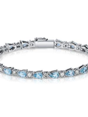 Aquamarine Pear-Shaped 925 Sterling Silver Bracelet for Weddings