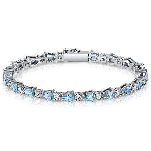 Aquamarine Pear-Shaped 925 Sterling Silver Bracelet for Weddings