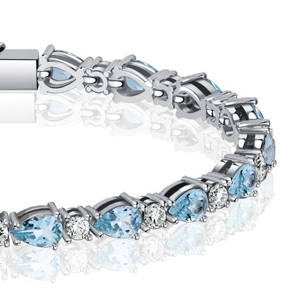 Aquamarine Pear-Shaped 925 Sterling Silver Bracelet for Weddings