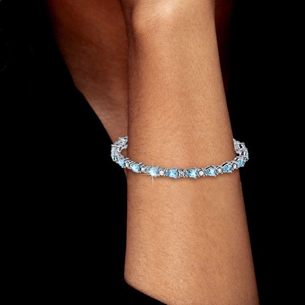 Aquamarine Pear-Shaped 925 Sterling Silver Bracelet for Weddings