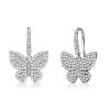 Butterfly Earrings Sterling Silver White Sapphire Drop Dangle Earrings for Women