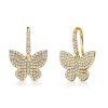 Butterfly Earrings Sterling Silver White Sapphire Drop Dangle Earrings for Women