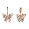 Butterfly Earrings Sterling Silver White Sapphire Drop Dangle Earrings for Women