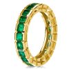 Emerald Asscher Cut Eternity Band - 18K Gold Plated Sterling Silver Wedding Ring