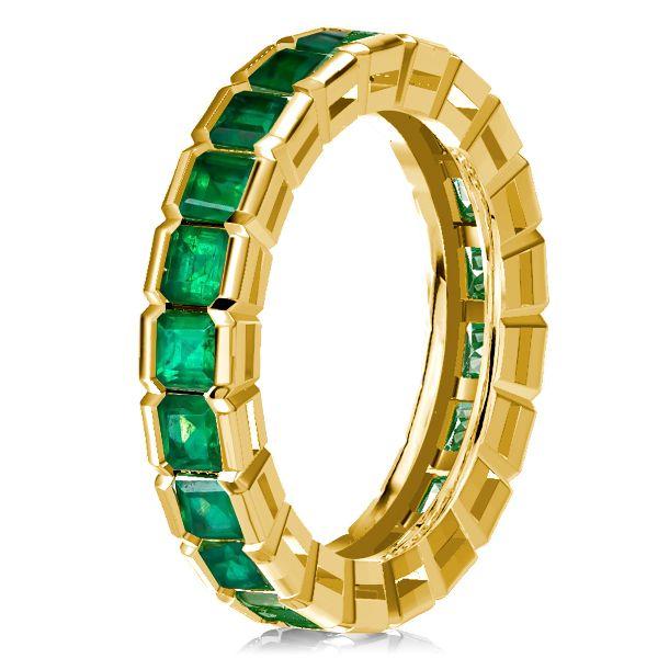 Emerald Asscher Cut Eternity Band - 18K Gold Plated Sterling Silver Wedding Ring