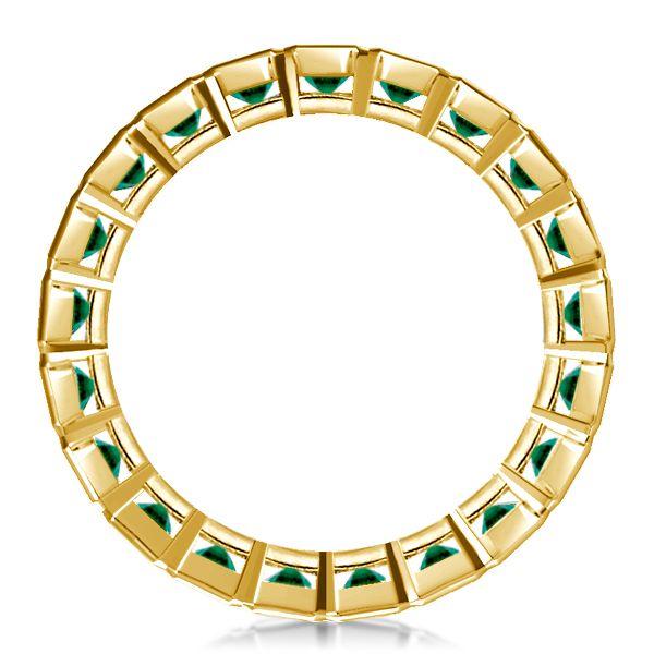 Emerald Asscher Cut Eternity Band - 18K Gold Plated Sterling Silver Wedding Ring
