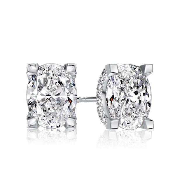 Oval White Sapphire Stud Earrings in Sterling Silver (5.75 CT)