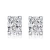 Oval White Sapphire Stud Earrings in Sterling Silver (5.75 CT)
