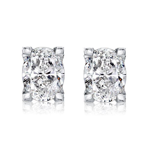 Oval White Sapphire Stud Earrings in Sterling Silver (5.75 CT)