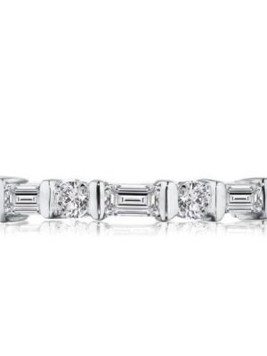 Vintage Style Sapphire Eternity Band - Sterling Silver & Created White Sapphires