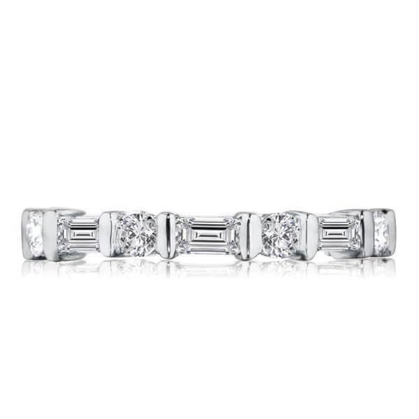 Vintage Style Sapphire Eternity Band - Sterling Silver & Created White Sapphires