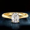 Cushion Cut Hidden Halo Engagement Ring - 1.5 CT Simulated Diamond, 18K Gold Plated Sterling Silver