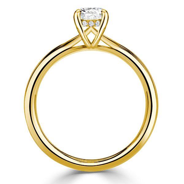 Cushion Cut Hidden Halo Engagement Ring - 1.5 CT Simulated Diamond, 18K Gold Plated Sterling Silver