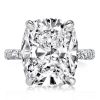 Cushion Cut White Sapphire Hidden Halo Engagement Ring - Sterling Silver