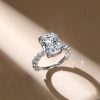 Cushion Cut White Sapphire Hidden Halo Engagement Ring - Sterling Silver