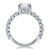 Cushion Cut White Sapphire Hidden Halo Engagement Ring - Sterling Silver