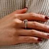 Sterling Silver Nail Design Wedding Band - Round Cut, Rhodium Plated
