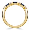 Emerald Cut Blue Sapphire Wedding Band in 18K Gold Plated Sterling Silver