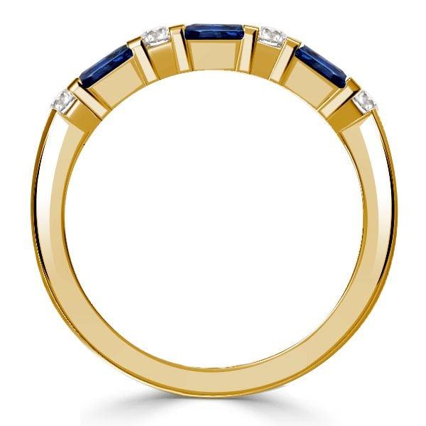Emerald Cut Blue Sapphire Wedding Band in 18K Gold Plated Sterling Silver