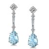 Created Aquamarine Pear Cut Drop Earrings in 925 Sterling Silver