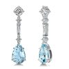 Created Aquamarine Pear Cut Drop Earrings in 925 Sterling Silver