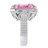 Emerald Cut Pink Sapphire Halo Engagement Ring - Sterling Silver