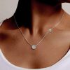 925 Sterling Silver Round Cut Pendant Necklace - Simple & Classic Design