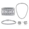 Sterling Silver Round & Baguette Cut CZ Jewelry Set - Ring & Earrings (8.25 CT. TW.)
