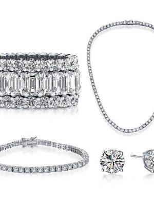 Sterling Silver Round & Baguette Cut CZ Jewelry Set - Ring & Earrings (8.25 CT. TW.)