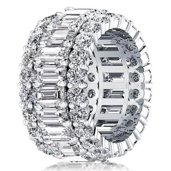 Sterling Silver Round & Baguette Cut CZ Jewelry Set - Ring & Earrings (8.25 CT. TW.)