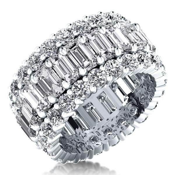 Sterling Silver Round & Baguette Cut CZ Jewelry Set - Ring & Earrings (8.25 CT. TW.)