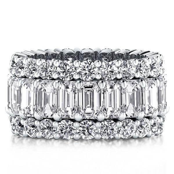 Sterling Silver Round & Baguette Cut CZ Jewelry Set - Ring & Earrings (8.25 CT. TW.)
