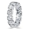 Round Cut White Sapphire Half Eternity Band in Rhodium Plated Sterling Silver