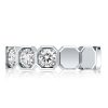 Round Cut White Sapphire Half Eternity Band in Rhodium Plated Sterling Silver