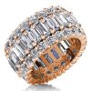 Rose Gold & White Sapphire Wedding Band - Sterling Silver, Triple Row Sparkle