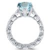 Unique Pear Cut Aquamarine Engagement Ring Sterling Silver Rhodium Plated