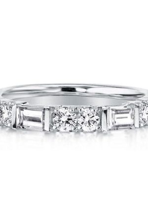 Thin Baguette Wedding Band in Rhodium-Plated Sterling Silver