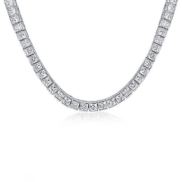 Radiant Cut Tennis Necklace - 925 Sterling Silver - On Sale