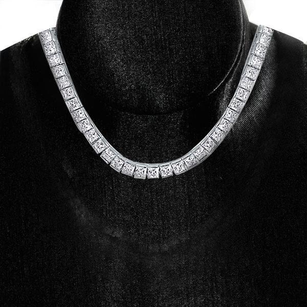 Radiant Cut Tennis Necklace - 925 Sterling Silver - On Sale