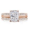 Radiant White Sapphire 3PC Wedding Set - 18K Rose Gold Plated Sterling Silver