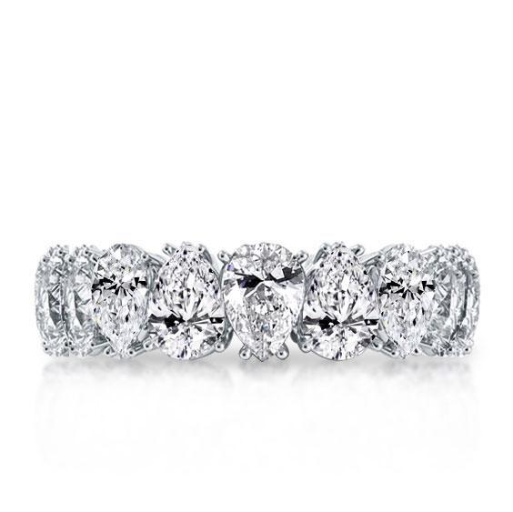 Eternity Pear Created White Sapphire Wedding Band - 925 Sterling Silver