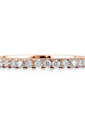 18K Rose Gold Plated Sterling Silver Wedding Band with 0.56 CT. TW. Round Cut Stones