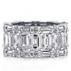 Triple Row Eternity Emerald Wedding Band - Sterling Silver