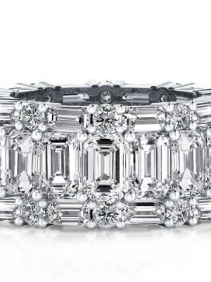 Triple Row Eternity Emerald Wedding Band - Sterling Silver
